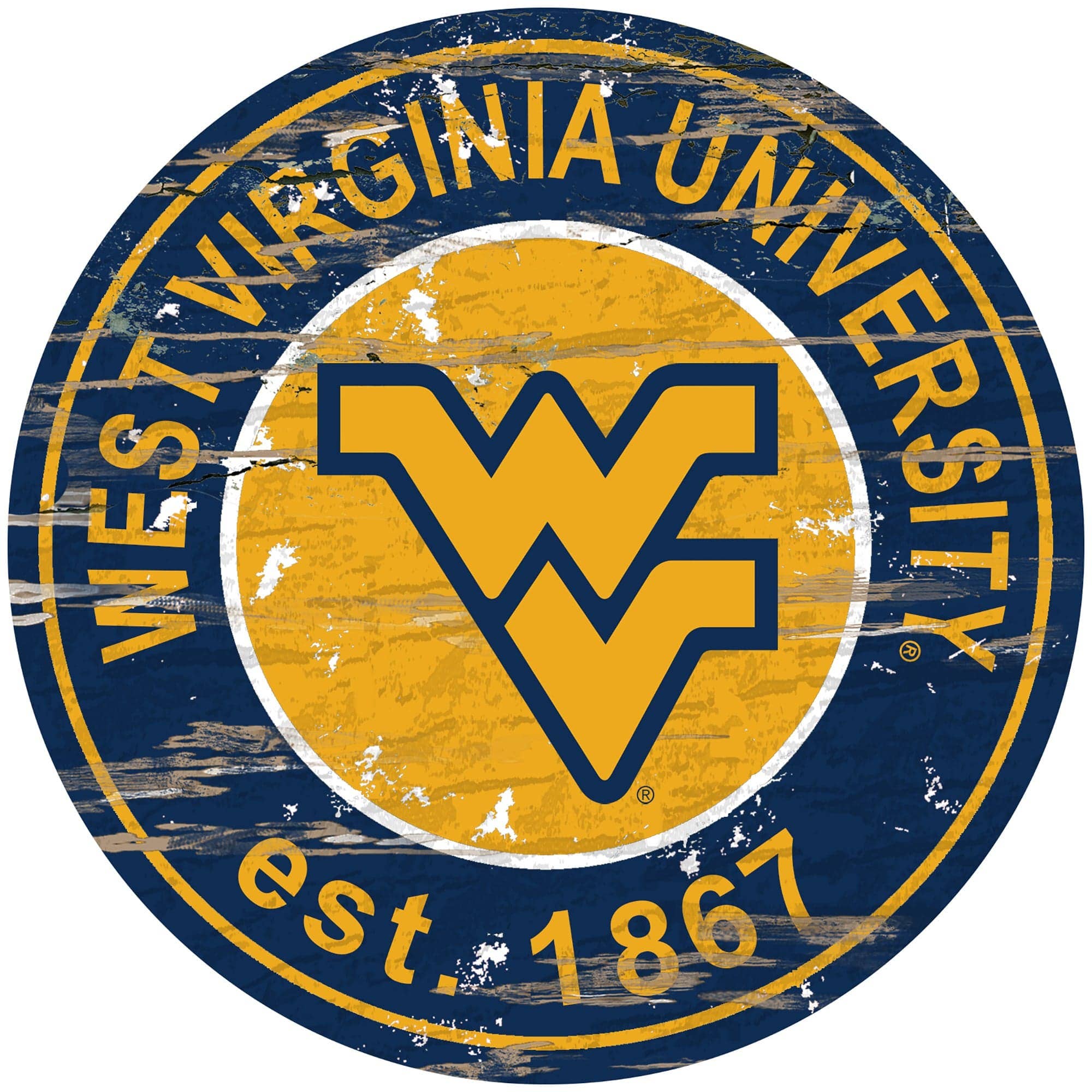 Fan Creations - Wholesale Sign - West Virginia Distressed 24" Round Sign0