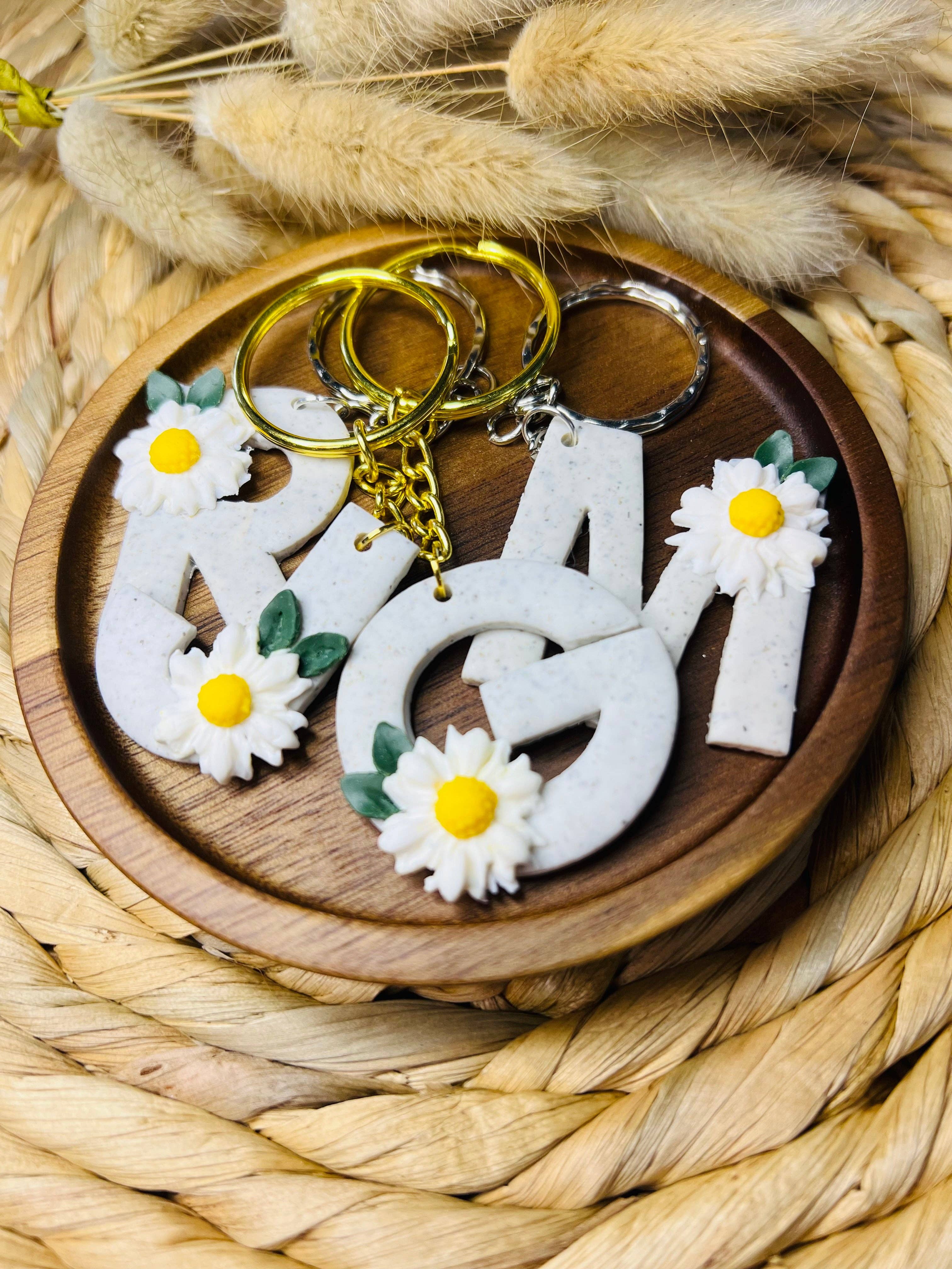 Creative Collection - Venta al por mayor Llavero - Mujer - Llavero con letra de flor de margarita3