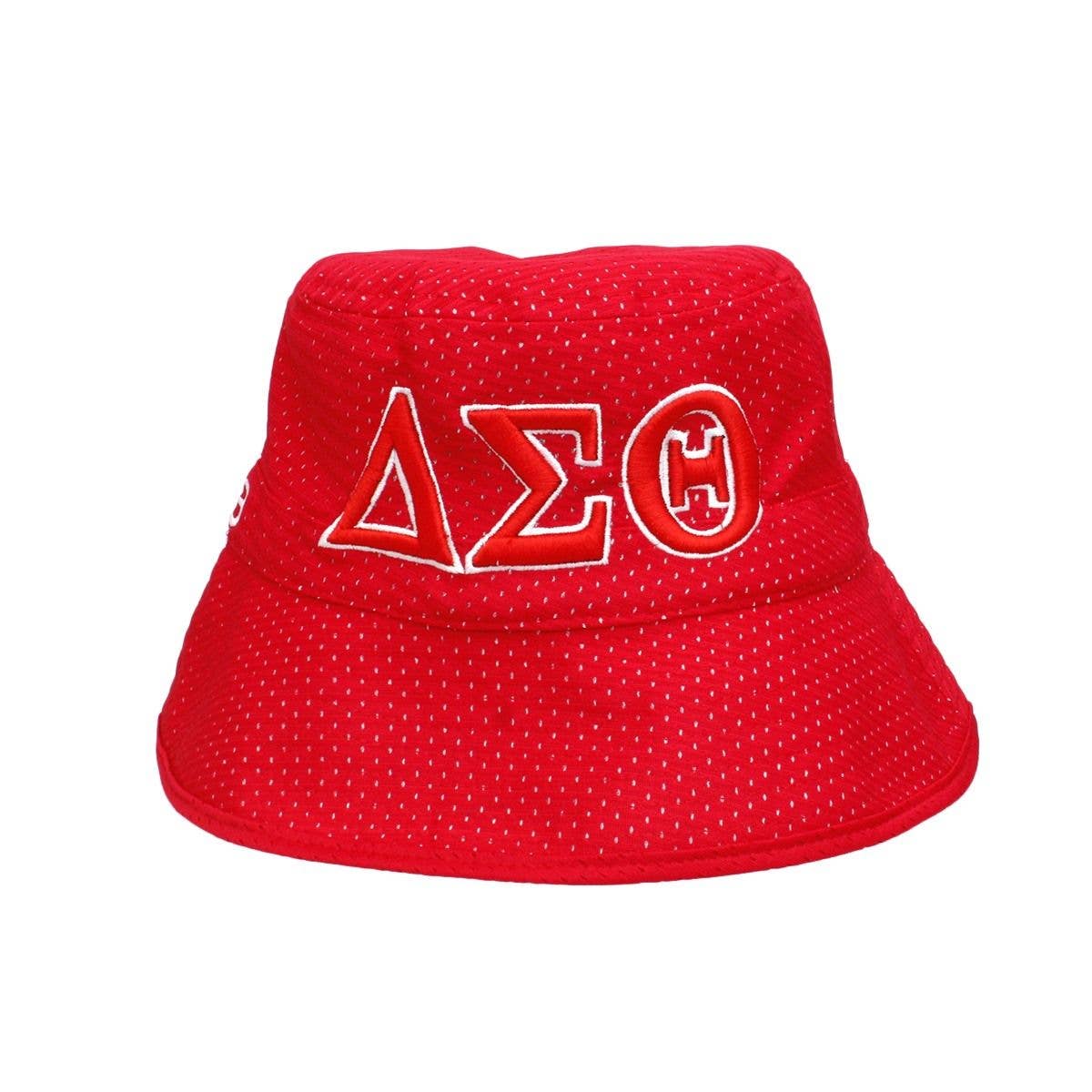 Kleur: Rood DST Sorority Rode Mesh Geborduurde Emmerhoed voor groothandel op Faire2