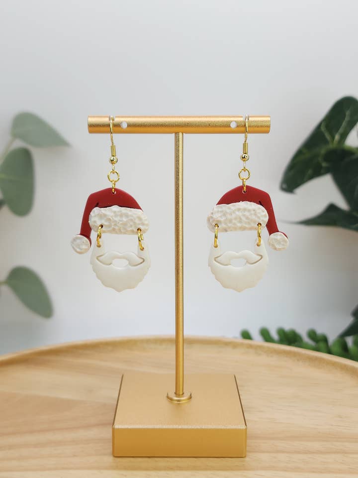 Santa Hat and Beard Earrings for wholesale by Erica Halliman Creations