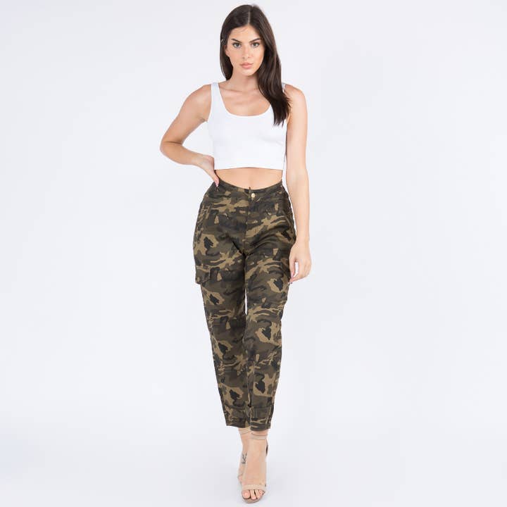 American Bazi - Wholesale Pants - Women's - PLUS SIZE HIGH WAIST SLOUCHY CARGO PANTS-RJH20103P
