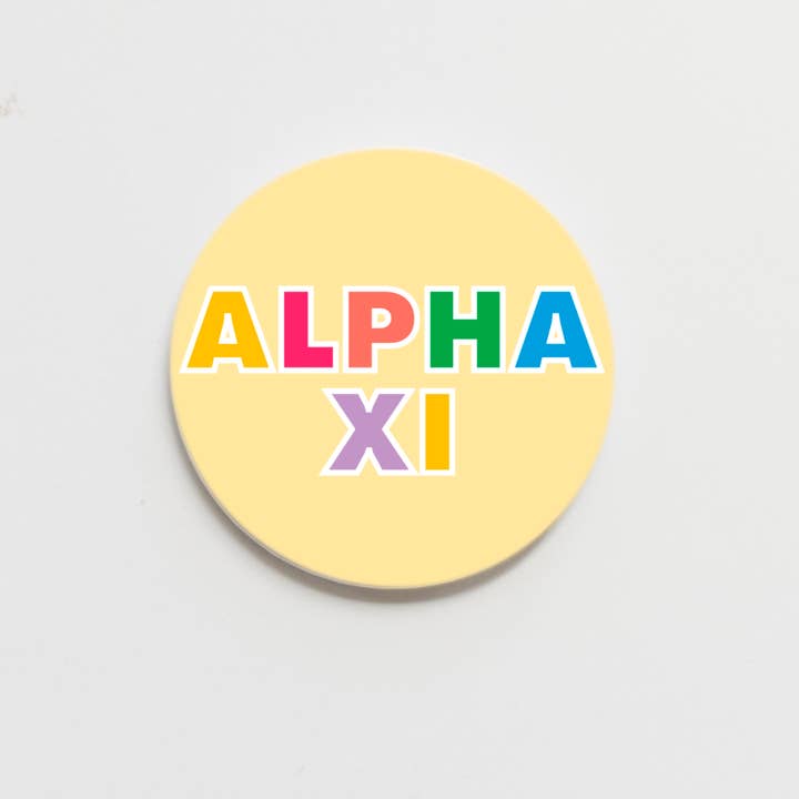 Good Vibez Collegiate - Wholesale Lapel Pin/Button - Alpha Xi Delta Color Me Greek Button - 2.25 inch