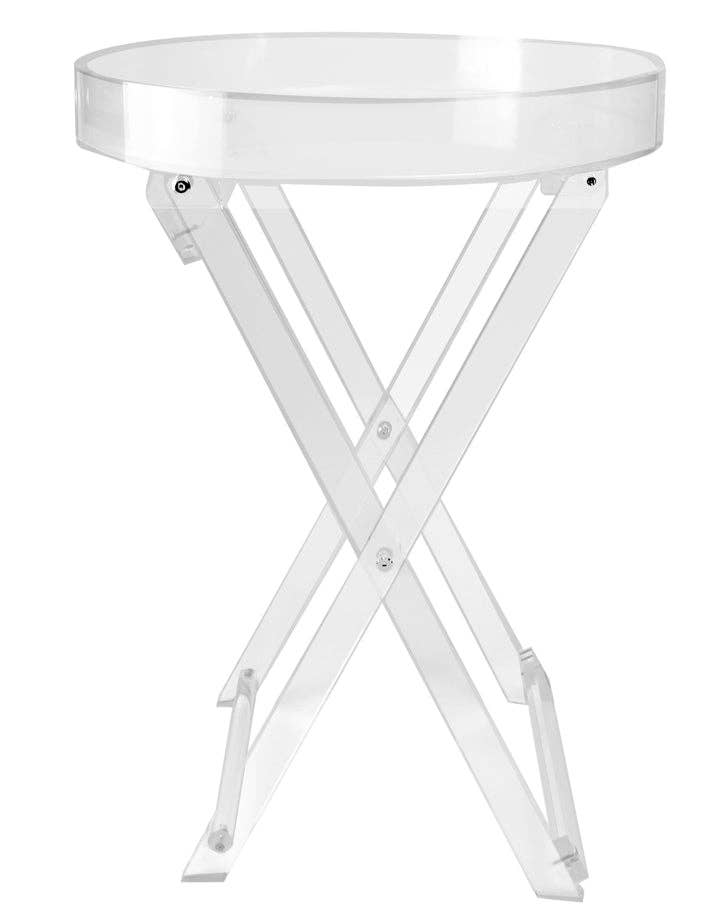 DesignStyles Home - Venta al por mayor Mesas auxiliares - Mesa redonda plegable de acrílico con asas Simply Brilliant1