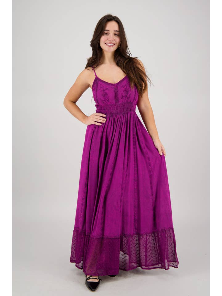 Advance Apparels - Wholesale Dress - Women's - Sheer Hem Smocked Maxi Dress ADL-25324