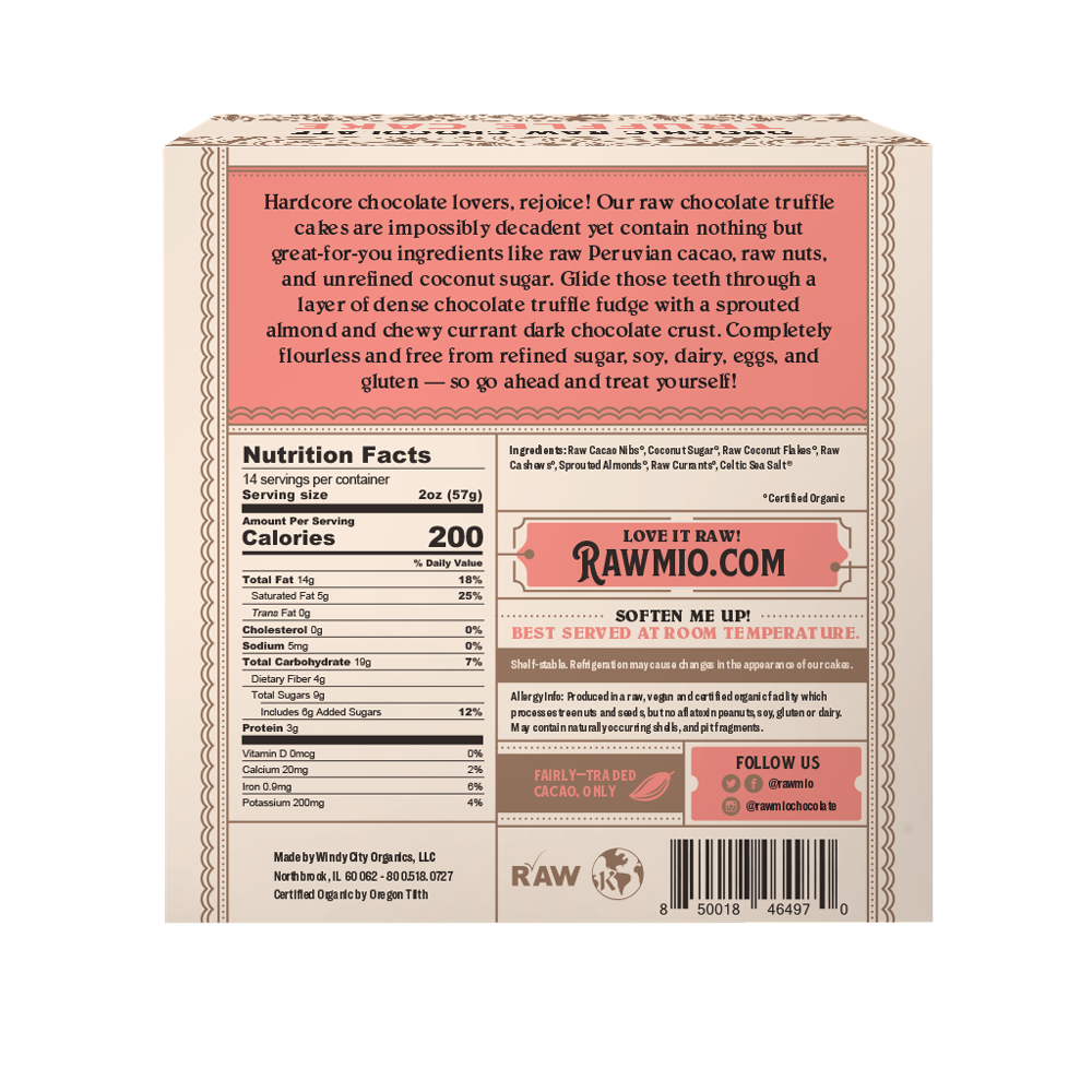Windy City Organics – wholesale Chocolate bar – Raw Chocolate Truffle Cake - 28 oz1