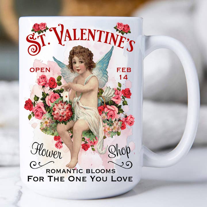 Avery Lane Gifts - Vendita all'ingrosso Tazza - Tazza da caffè vintage con angelo di Cupido di San Valentino
