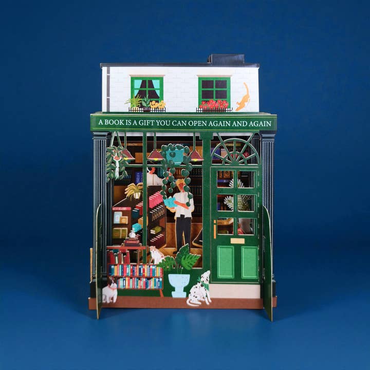 Miniature World pop up card -Bookshop for wholesale by Alljoy Design