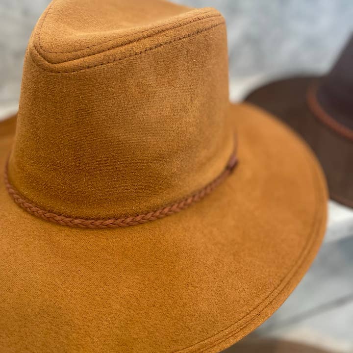 Love and Thyme - Wholesale Fedora - Women's - Best Seller! Vegan Suded Panama Hat with Faux Suede Braid Ba2