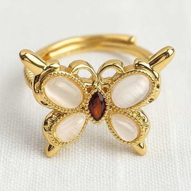 Artisan Butterfly-Inspired Adjustable Ring for wholesale by Ellemadera