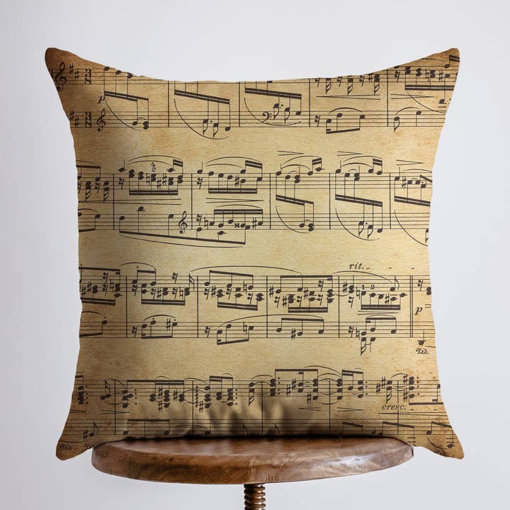 Notas Musicais | Partituras | Instrumentos | Capa de Almofada | Decoração de Casa | Decoração de Quarto | Almofada Decorativa | Presente para Ela | Decoração Musical | Presentes Musicais por atacado de UniikPillows