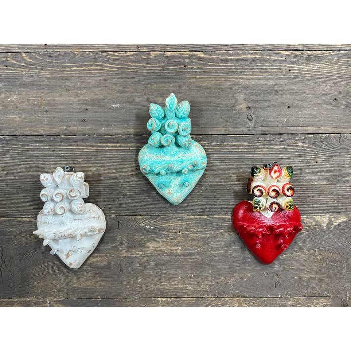 Nola Sacro Cuore Croce in Argilla-Fatto a Mano-10x18 cm-NUOVO-$12 per la vendita all'ingrosso da parte di My Amigos Imports