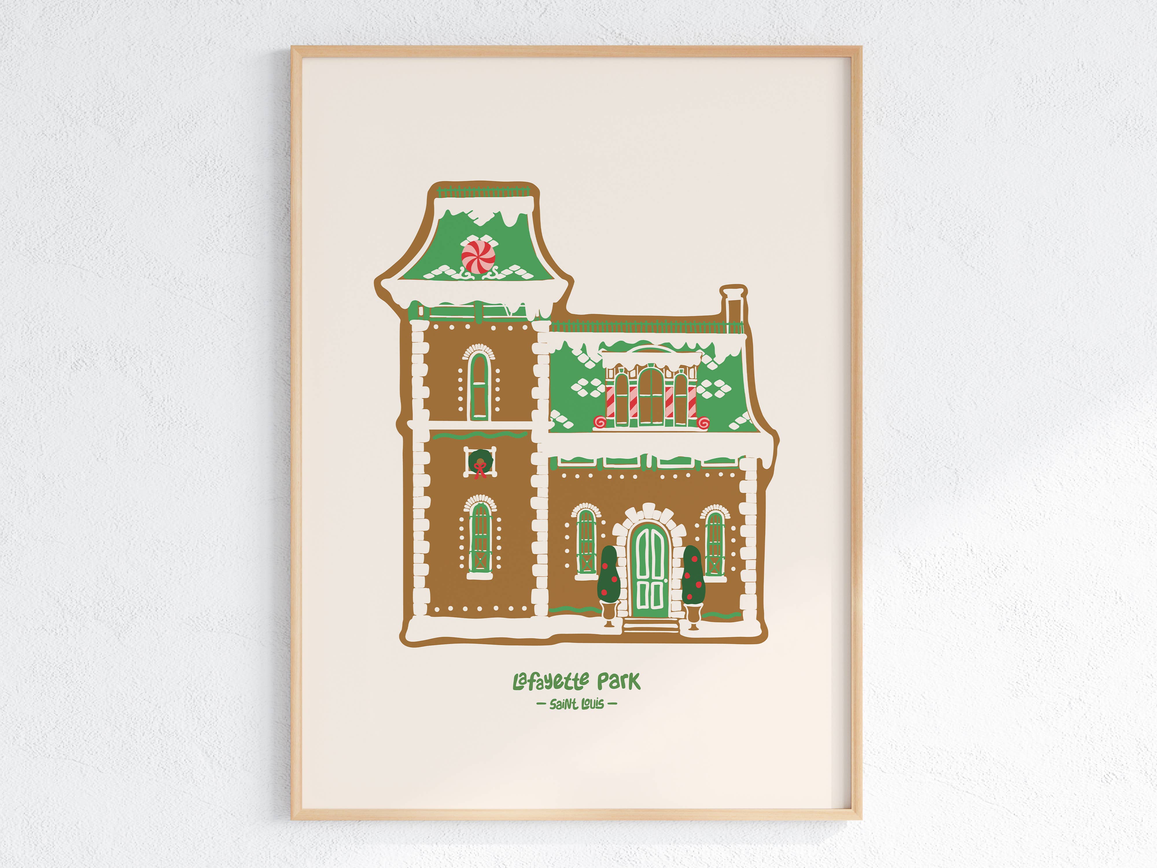 Clem & Co. - Wholesale Art Print - Lafayette Park Gingerbread House Print