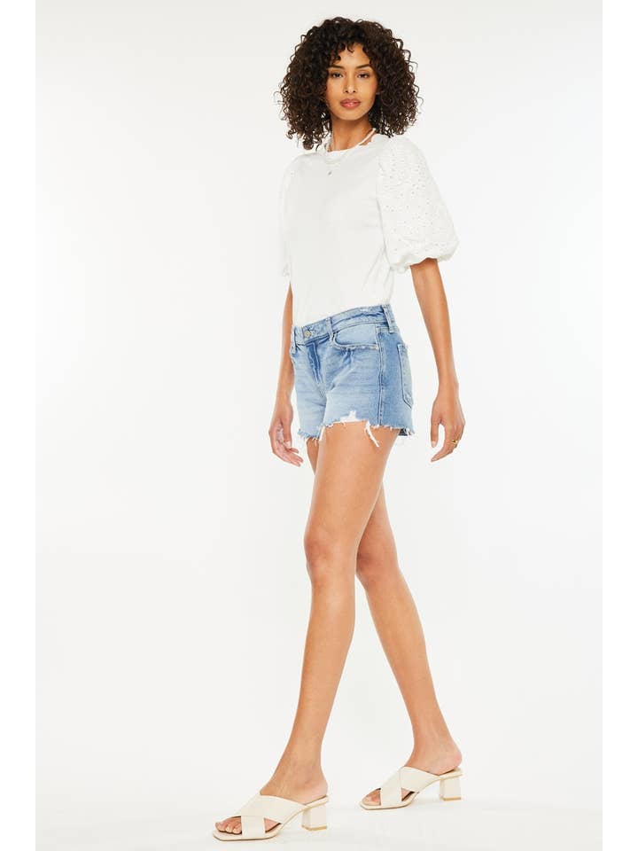 MEDIUM MID RISE BOY FRIEND FIT DENIM SHORTS-KC2600M for wholesale on Faire
