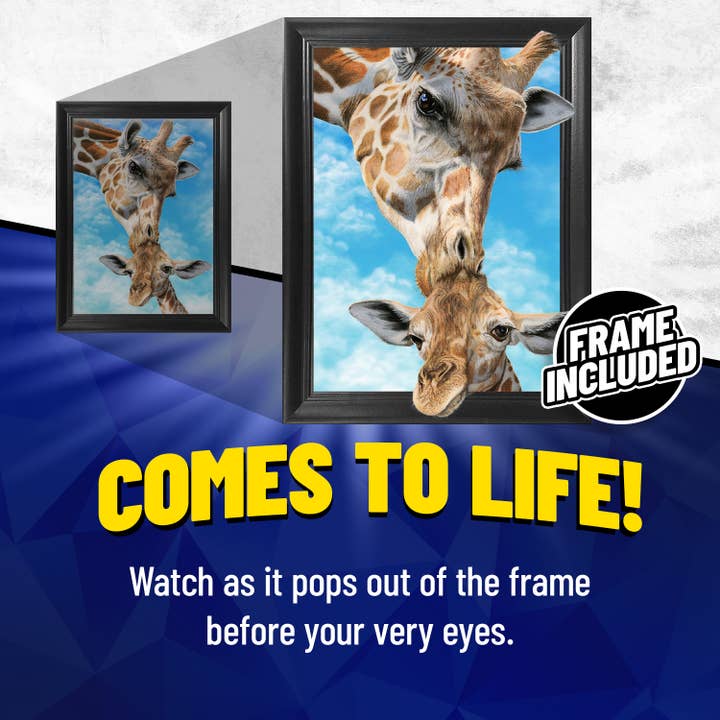 Lentics - Wholesale Art Print - Mom & Baby Giraffe Framed Poster Print 3D Lenticular Art1