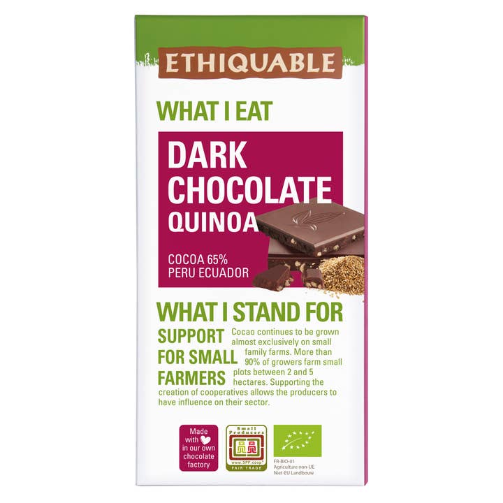 Quinoa pure chocolade - Peru Ecuador 100g voor wholesale door Ethiquable