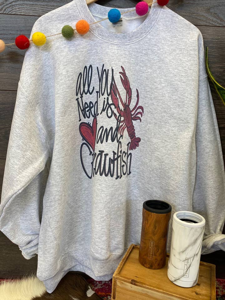 Love & Crawfish Graphic Sweatshirt for wholesale by Southern Roots