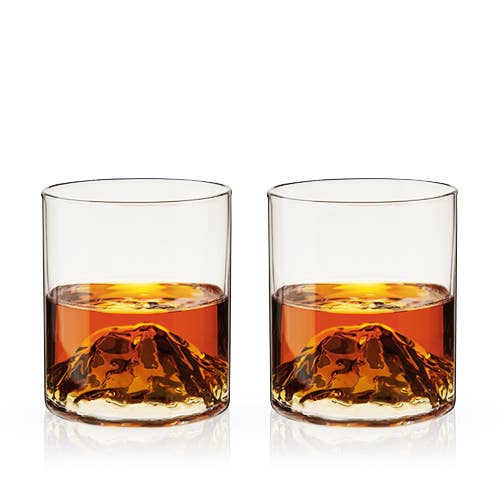 Viski - Wholesale Cocktail/Liquor Glass - Pacific Northwest Mountain Themed Crystal Tumblers -Set of 2