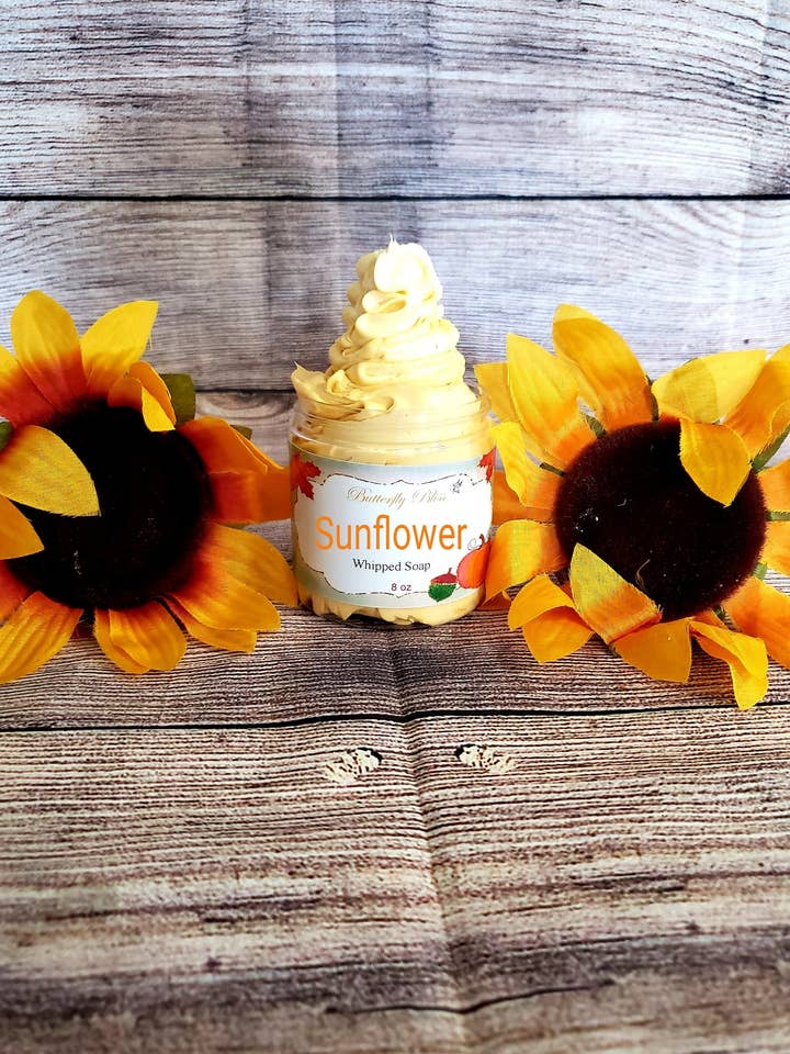 Sunflower Whipped Soap | Sunflower Scented Whipped Soap | Su for wholesale by Butterfly Bliss