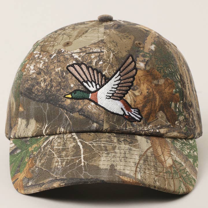 EDGEMINI Flying Mallard Embroidered Cap with Leaf Print for wholesale on Faire2