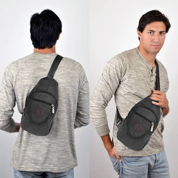 Selini New York - Wholesale Backpack - Unisex - Charcoal Crossbody Canvas Sling Backpack with Strap1