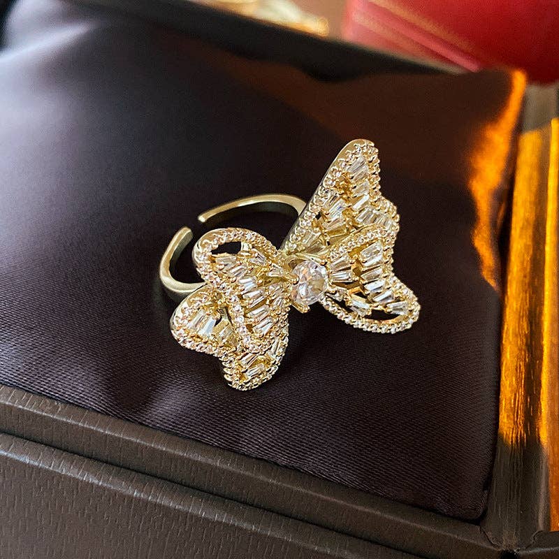 Ole - Wholesale Cocktail/Statement Ring - Butterfly Alloy Cubic Zirconia Ring R26635