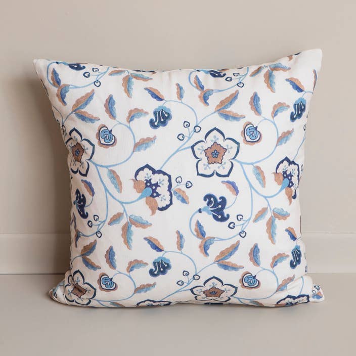 Blue Victoria Floral Cushion 50x50 for wholesale by Mahe Homeware