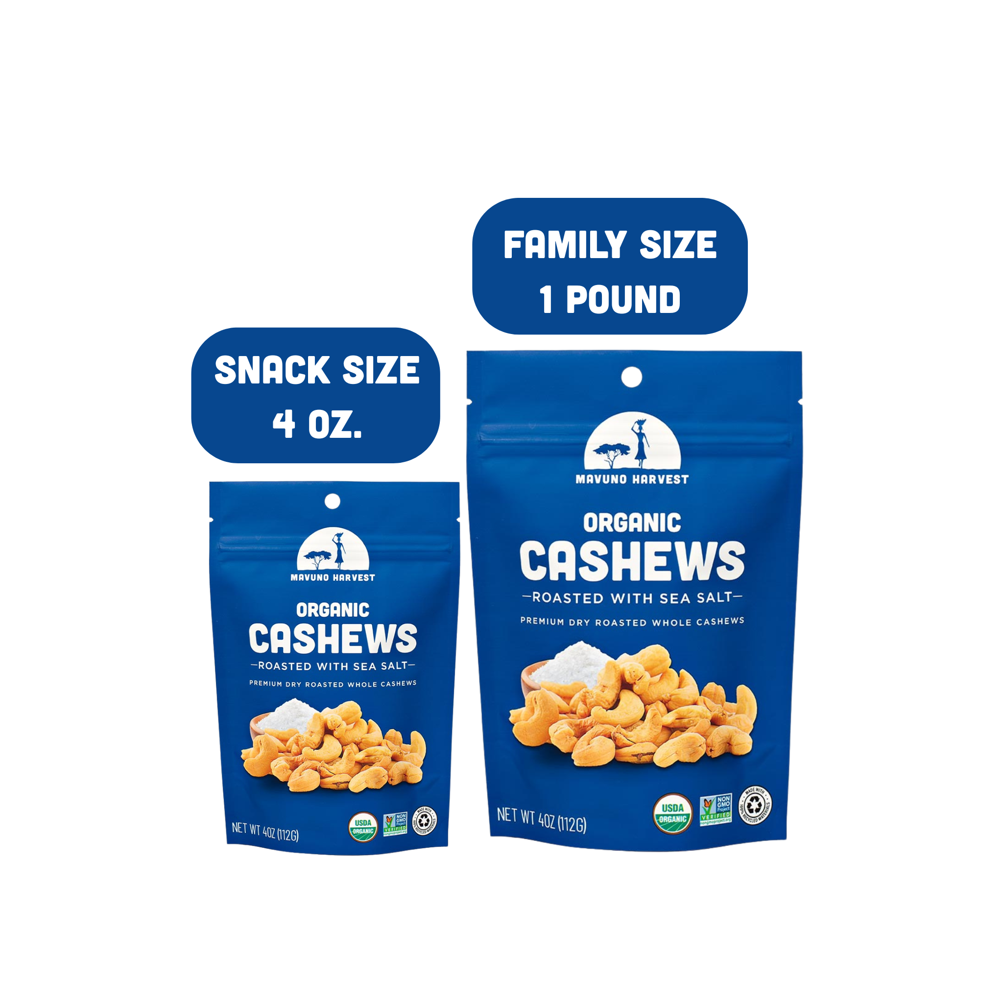 Mavuno Harvest Organics - Wholesale Nuts - Organic Roasted Cashews with Sea Salt, 6-pack case1