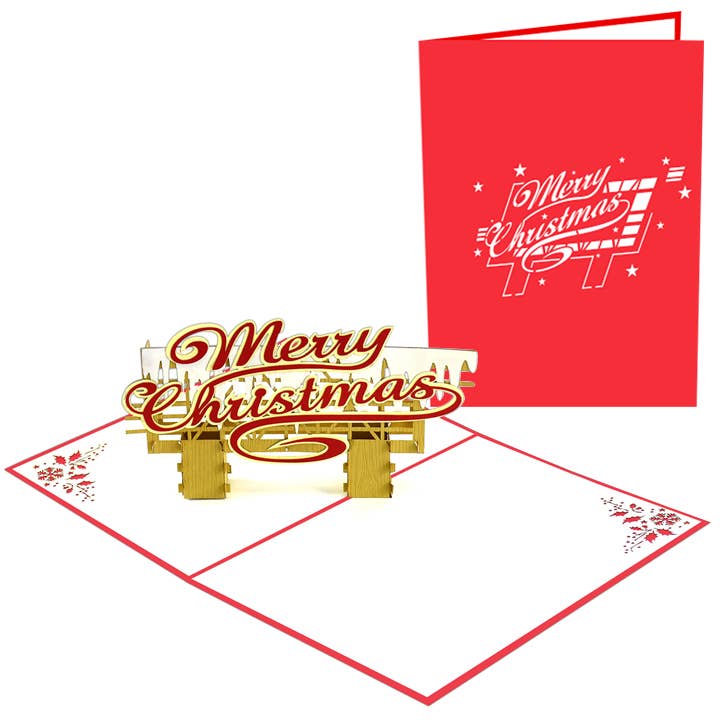 Merry Christmas Pop-Up Card for wholesale by Blue Bird Cards