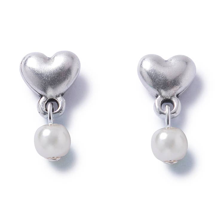Silver Heart Pearl Stud Earrings for wholesale by Carrie Elspeth Jewellery
