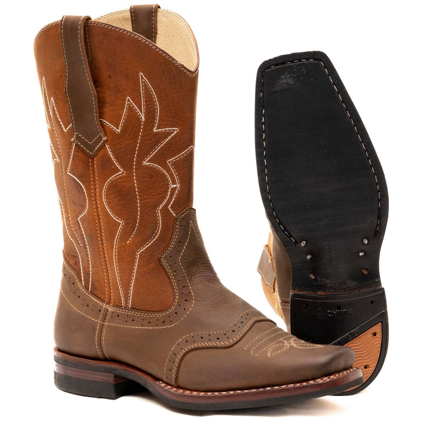 Atitlan Leather - Wholesale Cowboy Boots - Men's - Square Toe Double Stitched Cowboy Boots with perforations2