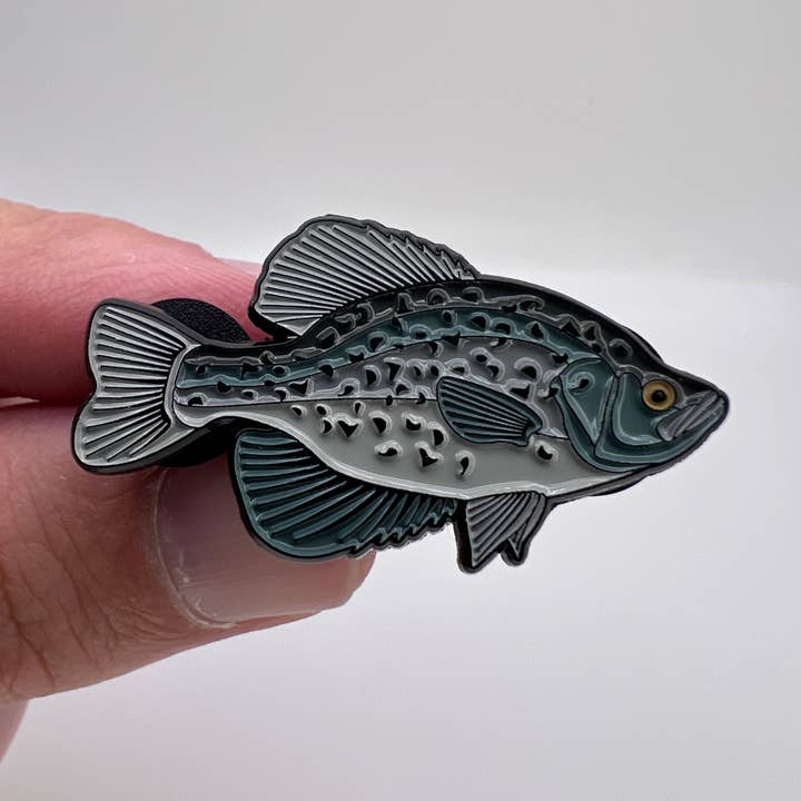 Black Crappie - Fish Pin with Gift Box for wholesale by Hooked Pins