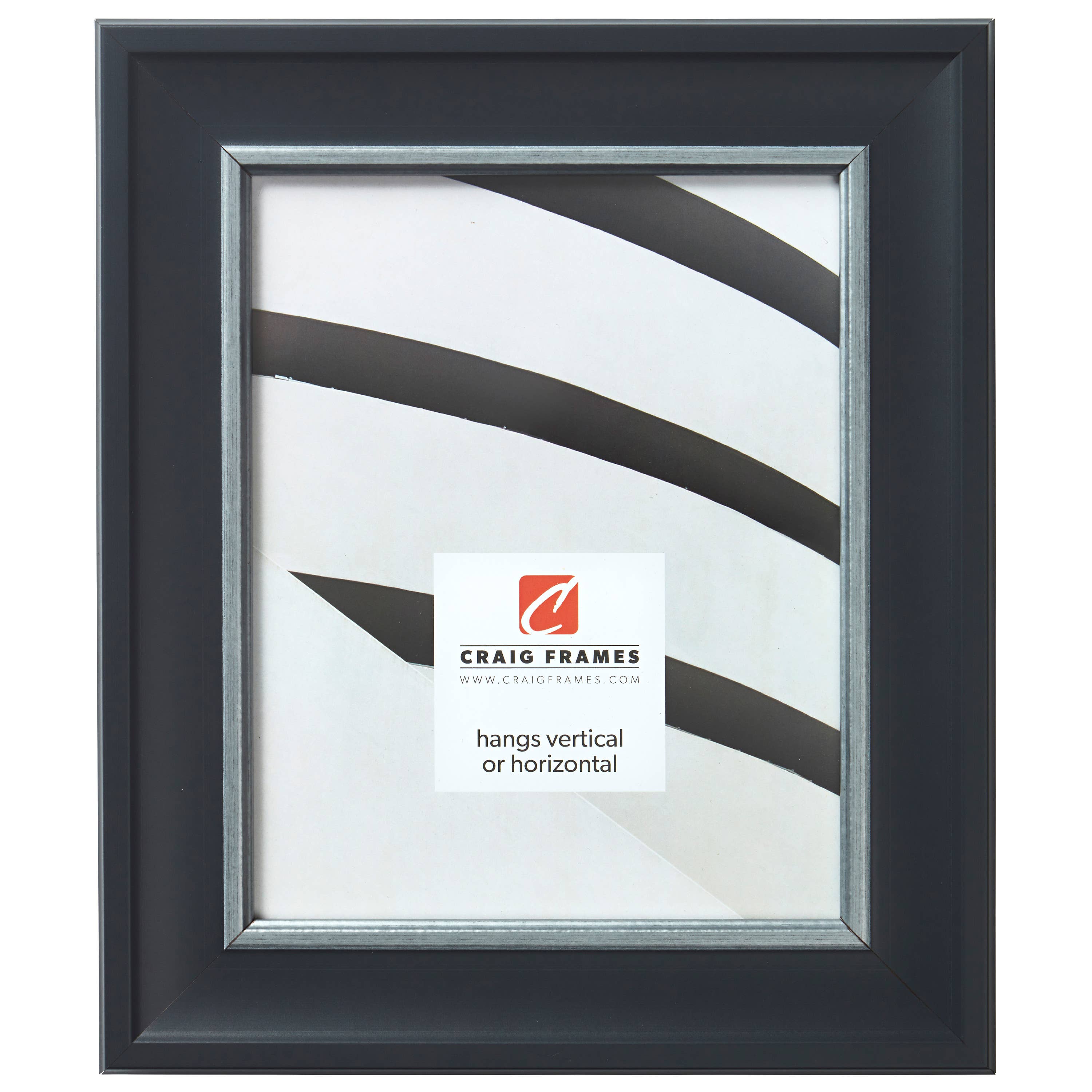 Craig Frames - Wholesale Picture Frame - 8x10 Picture Frame, Martin Black Velvet & Silver, Assembled0