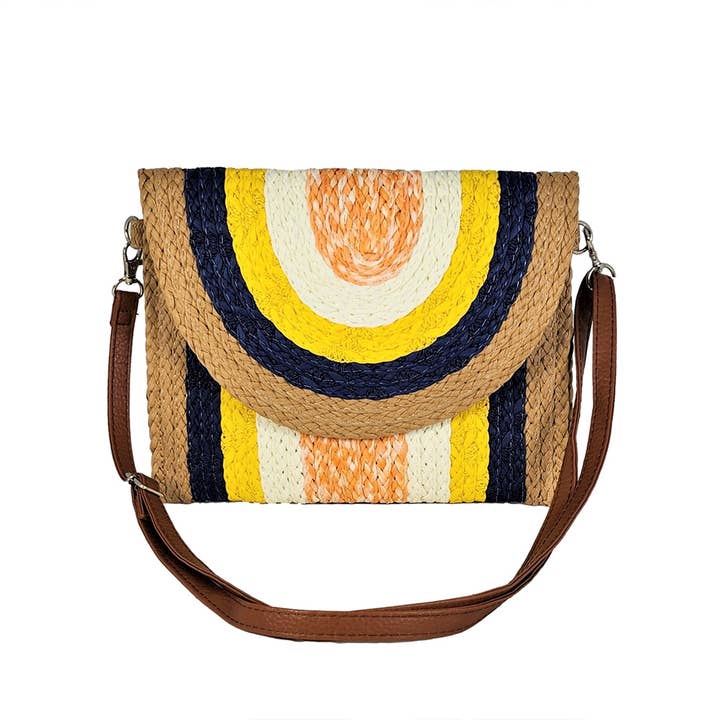 YLW Multicolored Straw Clutch Crossbody Bag for wholesale on Faire