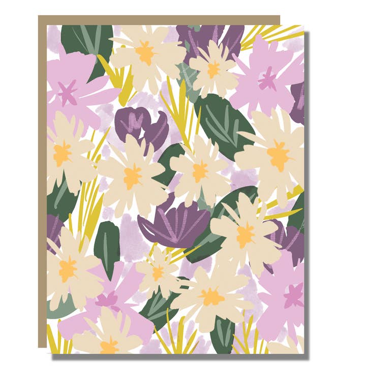 Violet Floral Card | Purple Artwork Blank Greeting Card for wholesale by Prairie Letter Shop