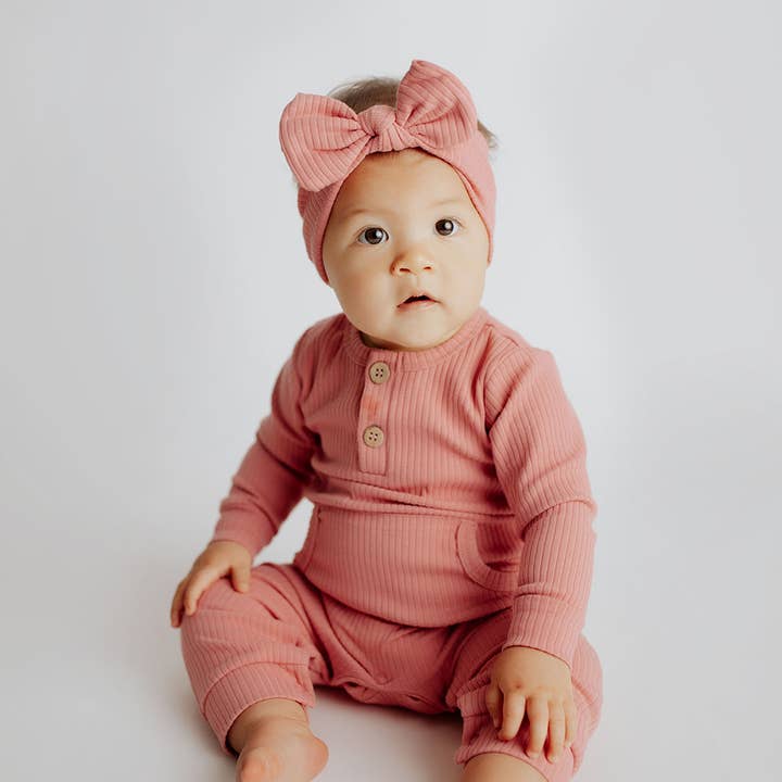 Three Little Tots - Wholesale Jumpsuit - Baby - Baby Ribbed Playsuit with Pockets and Bow27