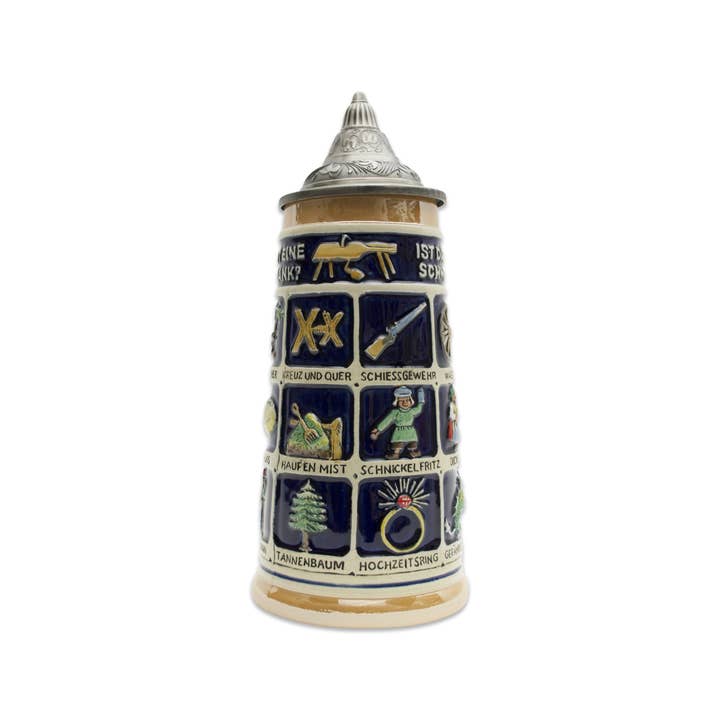 European Heritage Gifts - Wholesale Beer Glass/Mug - German Schnitzelbank Song 1L Lidded Beer Stein