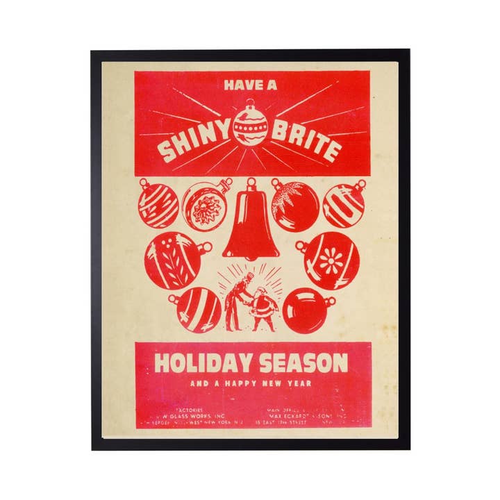 Vintage Shiny Bright Christmas Poster for wholesale by Antique Curiosities Inc