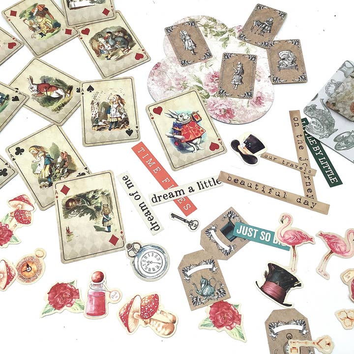 All Little Cute Things - Wholesale Scrapbook - Vintage Alice in Wonderland Scrapbook, Table Scatter, Decor