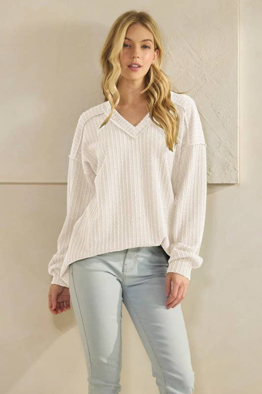 HEIMISH - Wholesale Tunic - Women's - ET7650-24 LONG PUFF SLEEVE SOLID TOP1