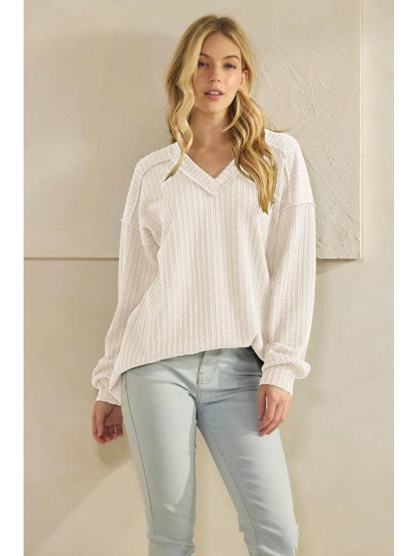 HEIMISH - Wholesale Tunic - Women's - ET7650-24 LONG PUFF SLEEVE SOLID TOP1