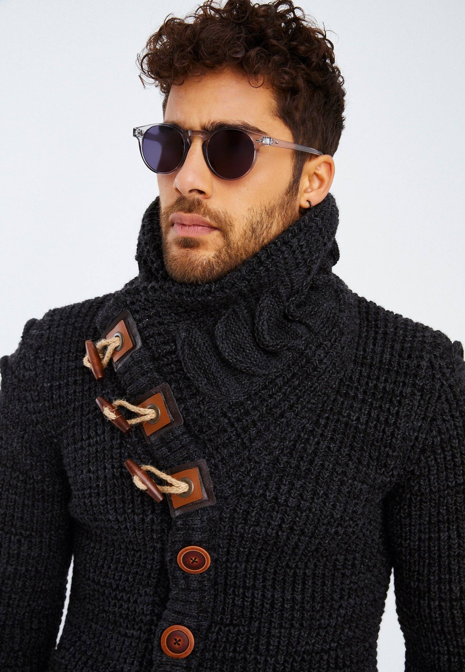 Leif Nelson GmbH - Wholesale Knit Sweater - Men's - Men's Knit Sweater Chunky Knit Shawl Collar LN-558517
