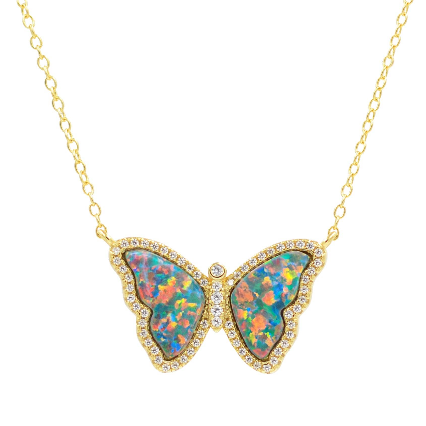 Kamaria Jewelry - Wholesale Pendant/Charm Necklace - Opal Butterfly Necklace With Crystals49