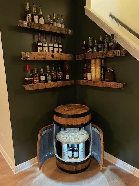Whiskey, Wine & Design - Wholesale Wall Mounted Shelf - FLOATING LIQUOR SHELF from Whiskey Barrel8