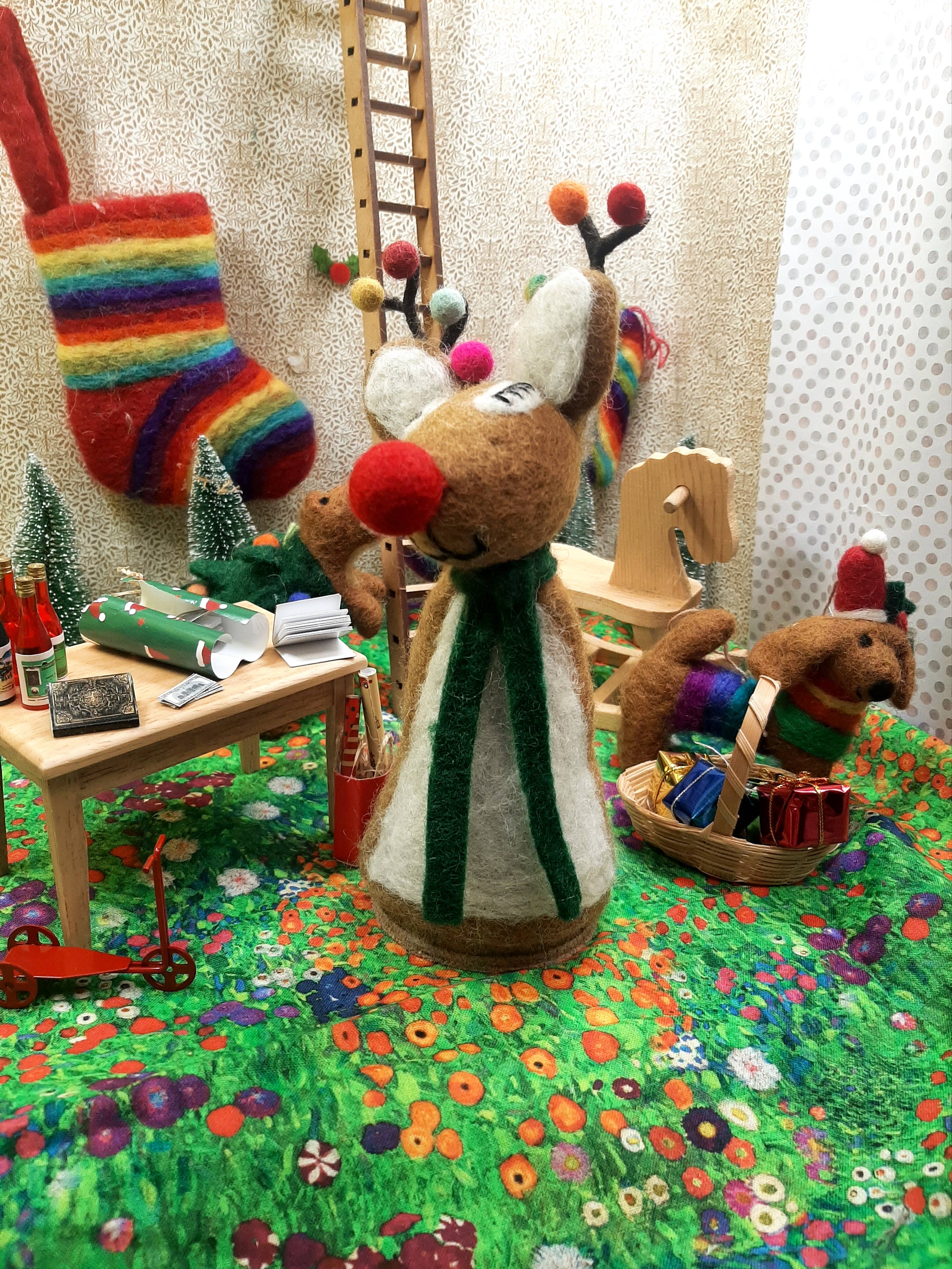 Felt So Good – Engroshandel Træovertræk – Håndlavet Filt Sassy Rudolph Juletræ Topper Dekoration2