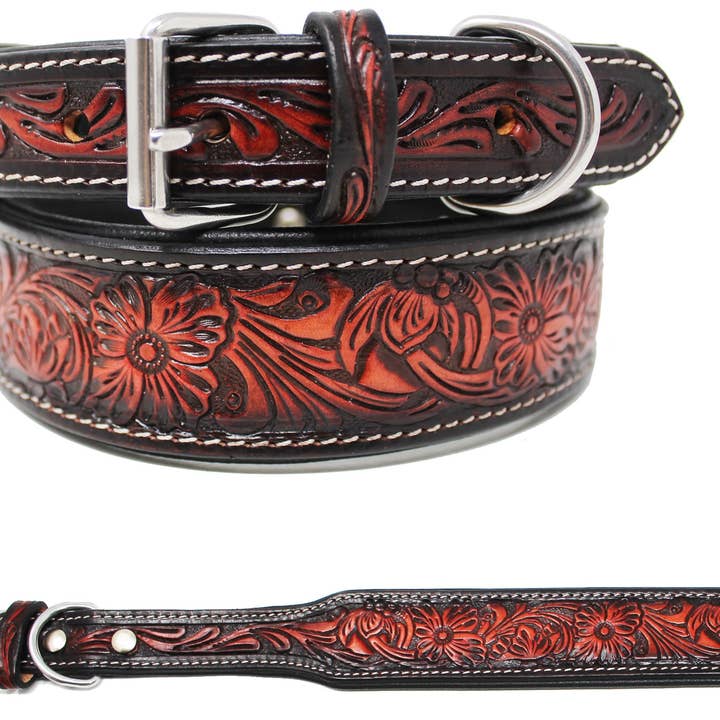 Collier pour chien en cuir rembourré fabriqué à la main 60FK41 pour la vente par Challenger