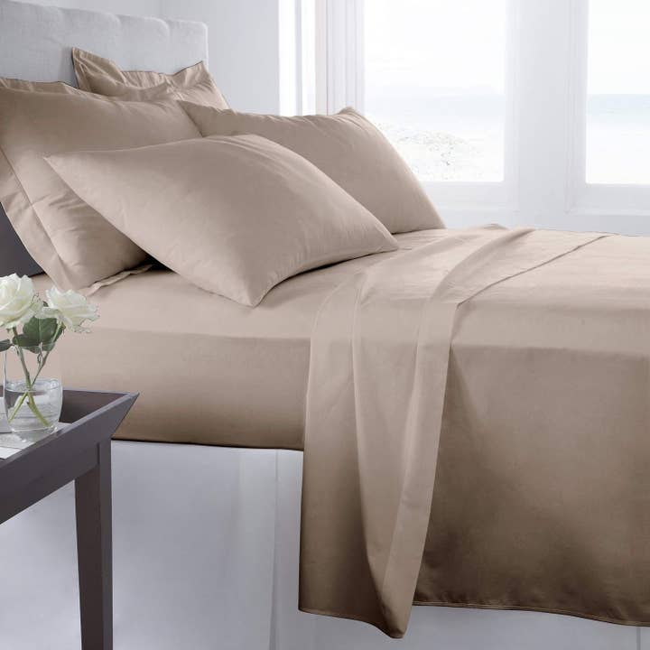 Johnson Home 500 Thread Count Cotton Sheet Set Taupe (Queen) for wholesale by Textile City
