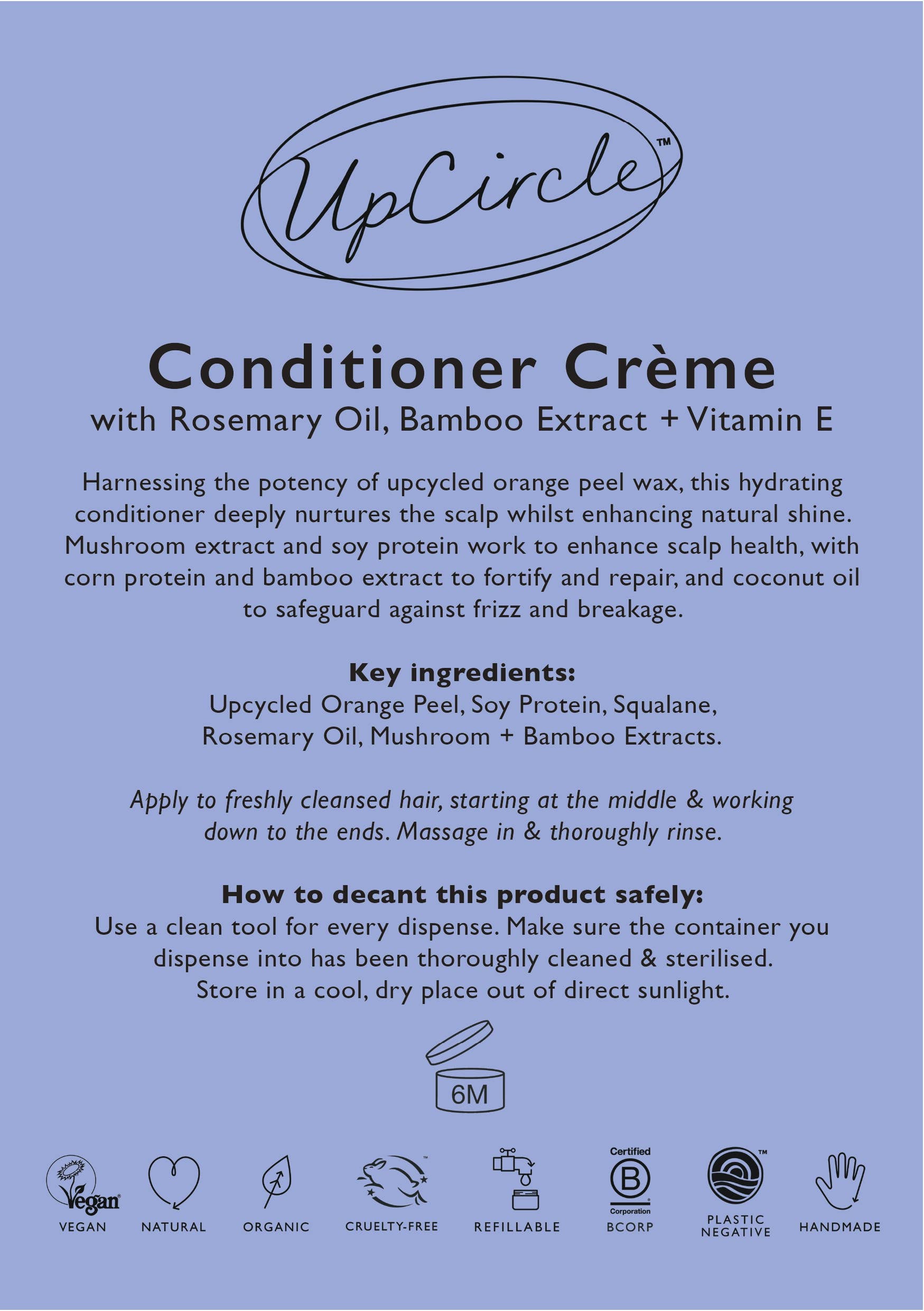UpCircle Beauty Europe - Wholesale Hair Conditioner - Vegan Conditioner Crème - Rosemary + Bamboo - Bulk Refill1