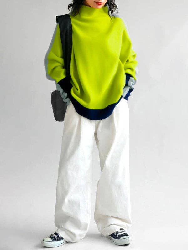 UZ Wholesale Store - Wholesale Sweatshirt - Women's - Contrast Color Split-Joint Long Sleeves High Neck Sweatshirt7