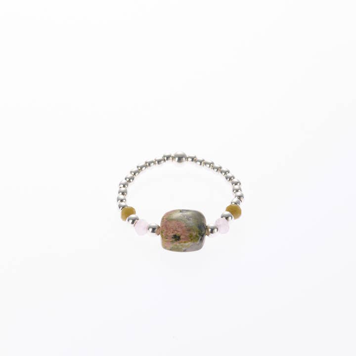 samsara collection - Wholesale Multi-Stone Ring - Ring Silver Unakite