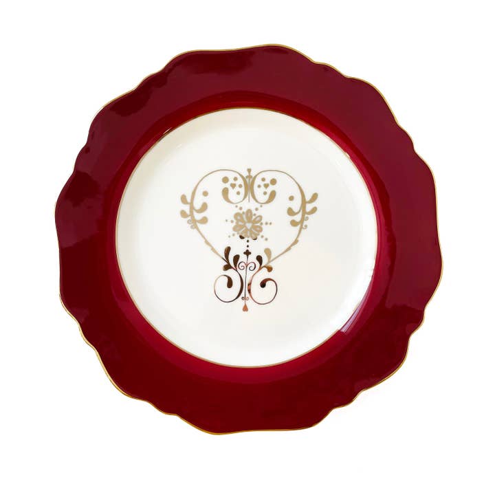 Crimson Heart Motif Side Plate for wholesale by LyndalT